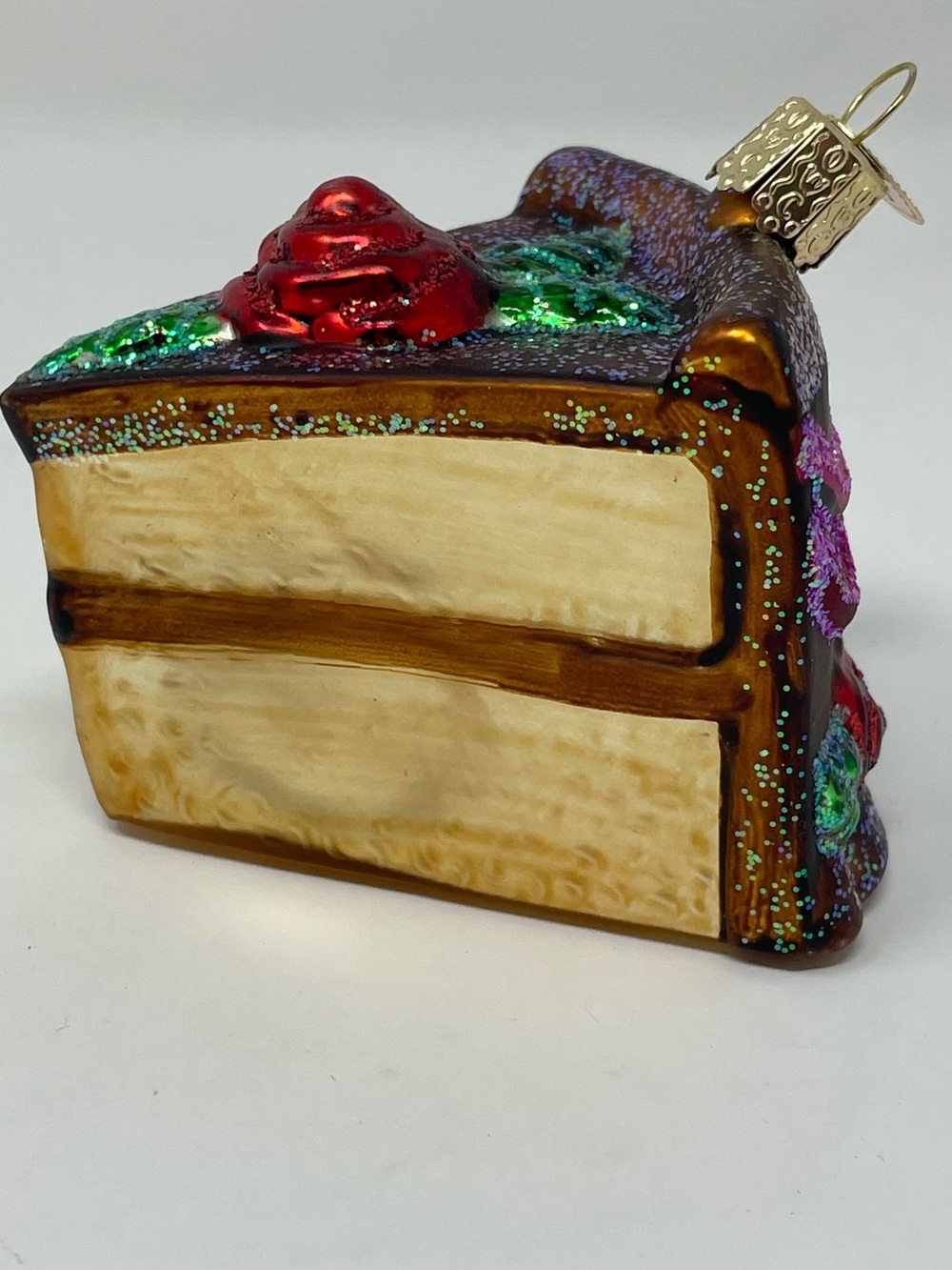 Old World Christmas Ornament Slice Of Wedding Cake With Chocolate Frosting OWC